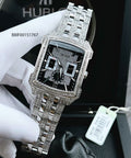 Bulova Crystal Collection Black Dial Silver Steel Strap Watch for Men - 98C108