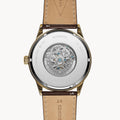 Fossil Flynn Mechanical Skeleton Beige Dial Brown Leather Strap Watch for Men - BQ2215