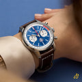 Breitling Top Time B01 Shelby Cobra Blue Dial Brown Leather Strap Watch for Men - AB01763A1C1X1