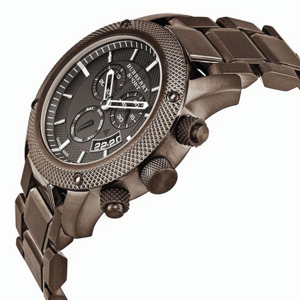 Burberry Chrono Sport Brown Dial Brown Steel Strap Watch for Men - BU7716