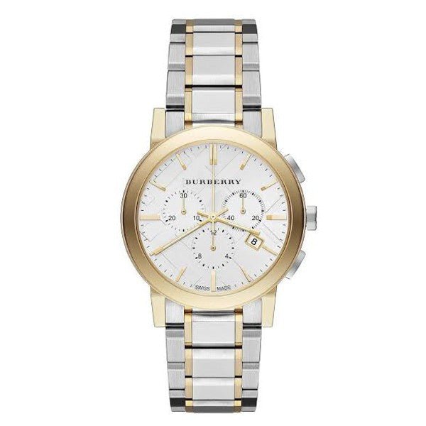 Burberry The City White Dial Two Tone Steel Strap Watch for Men - BU9751