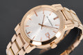 Burberry The City White Dial Rose Gold Steel Strap Watch for Women - BU9004