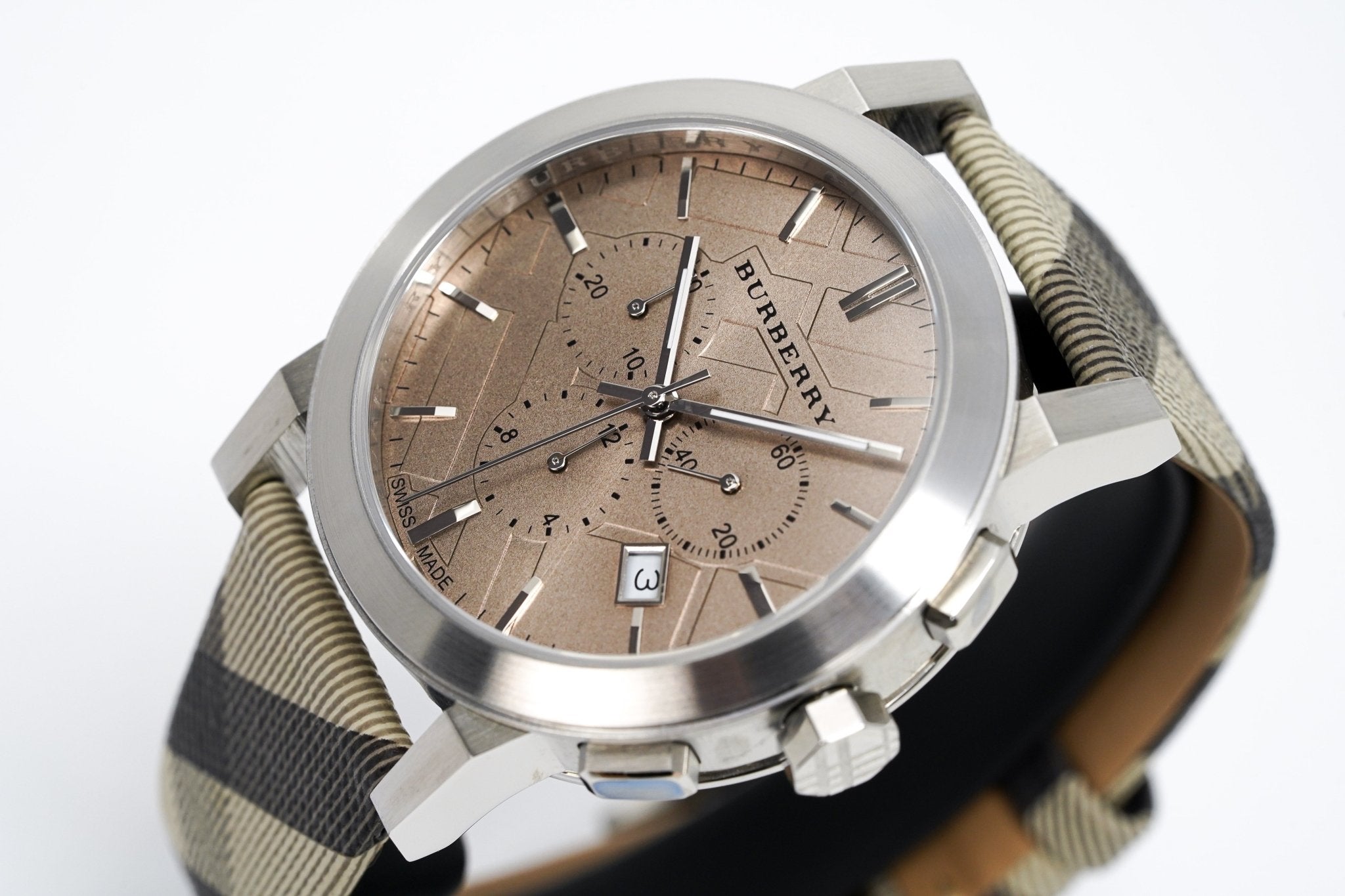 Burberry The City Smoked Brown Dial Brown Leather Strap Watch for Men - BU9361