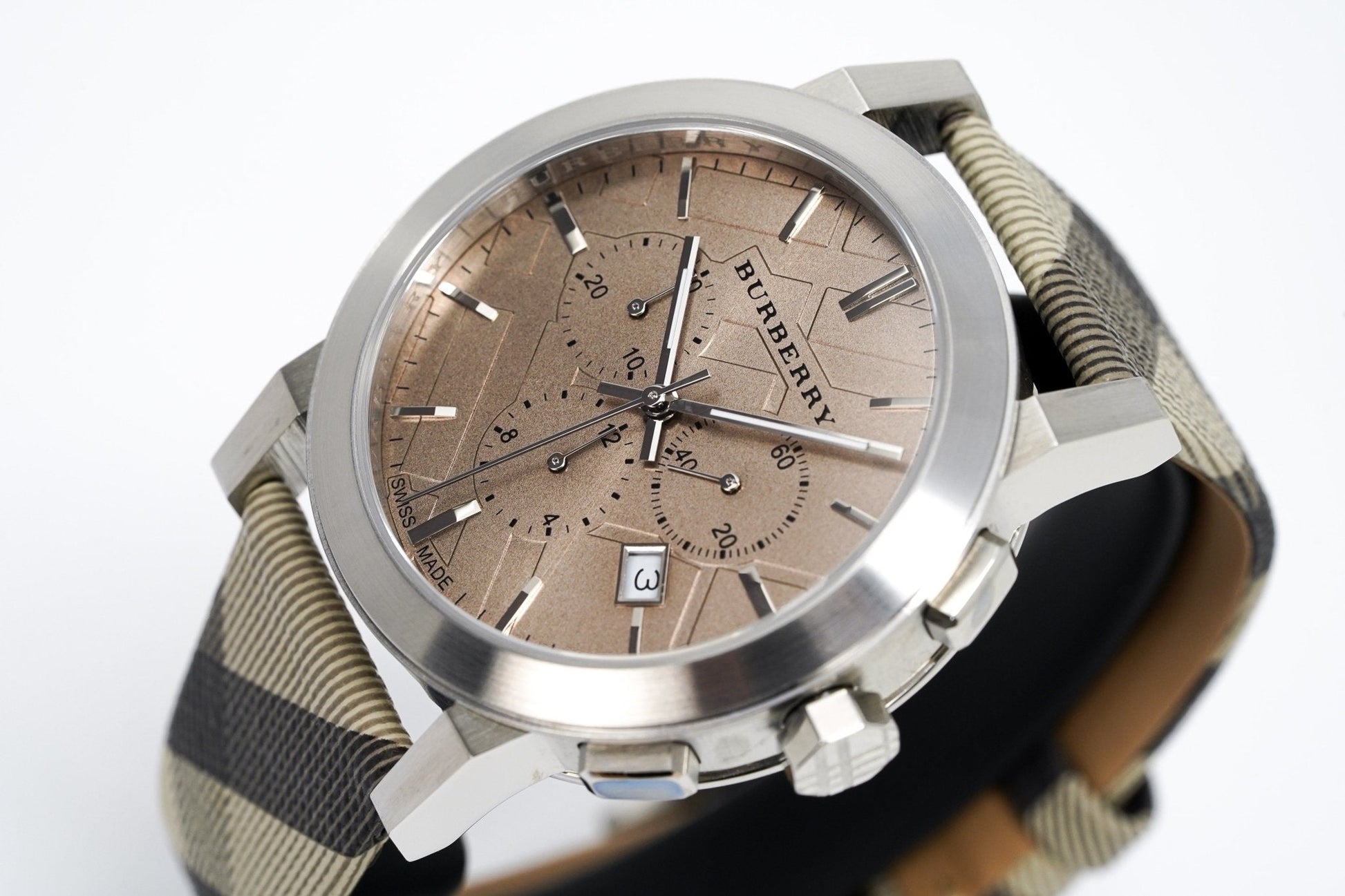 Burberry The City Smoked Brown Dial Brown Leather Strap Watch for Men - BU9361