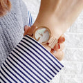 Gucci G Interlocking Mother of Pearl Dial Rose Gold Steel Strap Watch For Women - YA133515