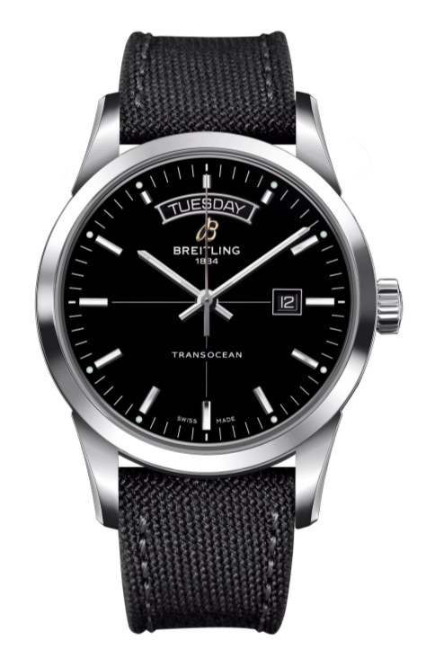 Breitling Transocean Day & Date 43mm Black Dial Black Nylon Strap Mens Watch - A4531012/BB69/109W/A20  BA.1