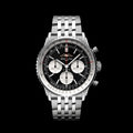 Breitling Navitimer B01 Chronograph 43 Black Dial Silver Steel Strap Watch for Men - AB0138211B1A1