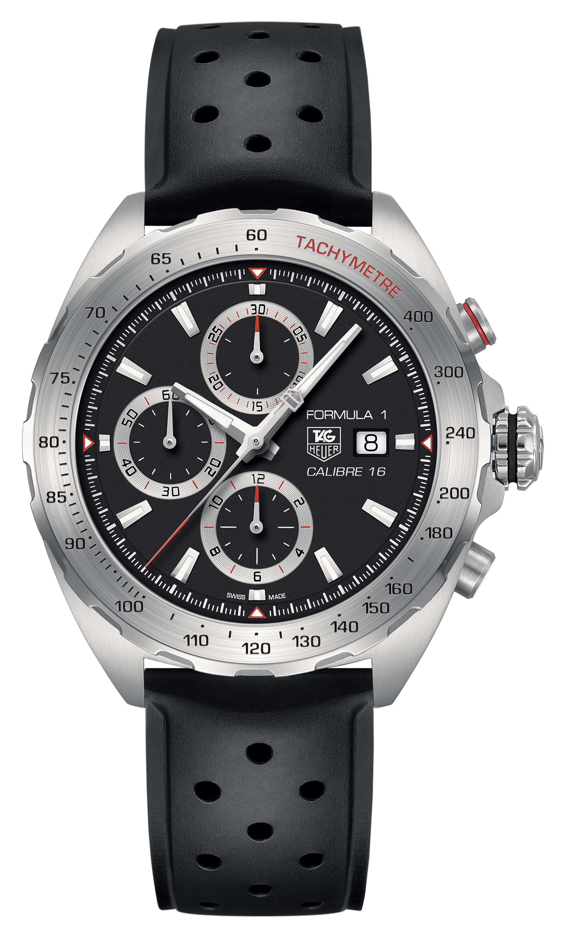 Tag Heuer Formula 1 Calibre 16 Black Dial Black Leather Strap Watch for Men - CAZ2010.FT8024