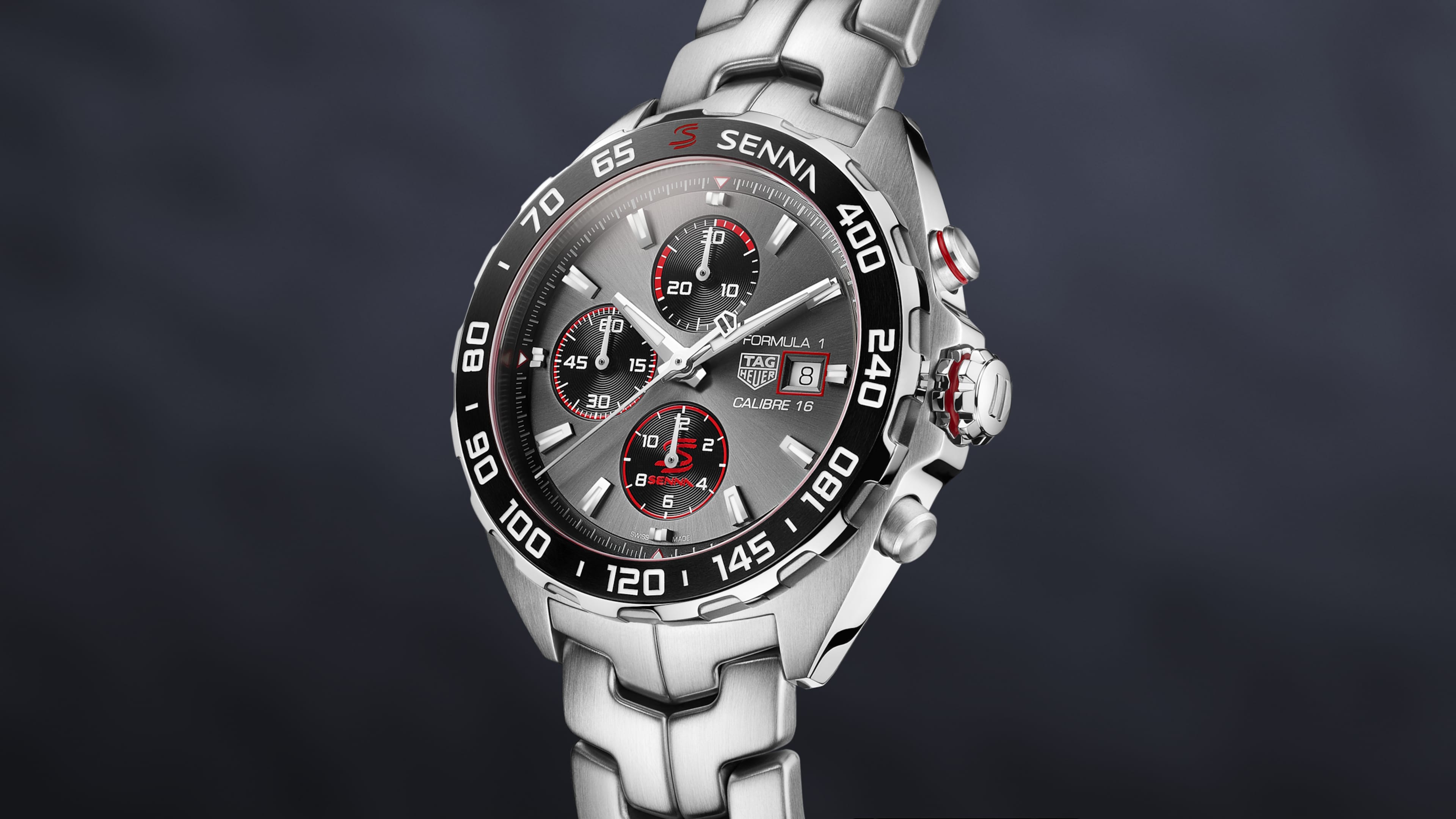 Tag Heuer Formula 1 Chronograph Senna Grey Dial Silver Steel Strap Watch for Men - CAZ201D.BA0633