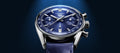 Tag Heuer Carrera Chronograph Blue Dial Blue Leather Strap Watch for Men - CBS2212.FC6535