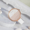 Calvin Klein Rise White Dial White Leather Strap Watch for Women - K7A236LH
