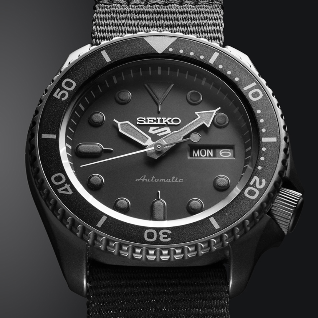 Seiko 5 Sports Automatic Black Dial Black NATO Strap Watch For Men - SRPD79K1