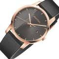 Calvin Klein City Quartz Grey Dial Black Leather Strap Watch for Men - K2G2G6C3