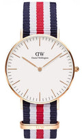Daniel Wellington Classic Canterbury White Dial Two Tone NATO Strap Watch For Women - DW00100030