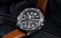 Fossil Garrett Chronograph Grey Dial Brown Leather Strap Watch for Men - FS5770