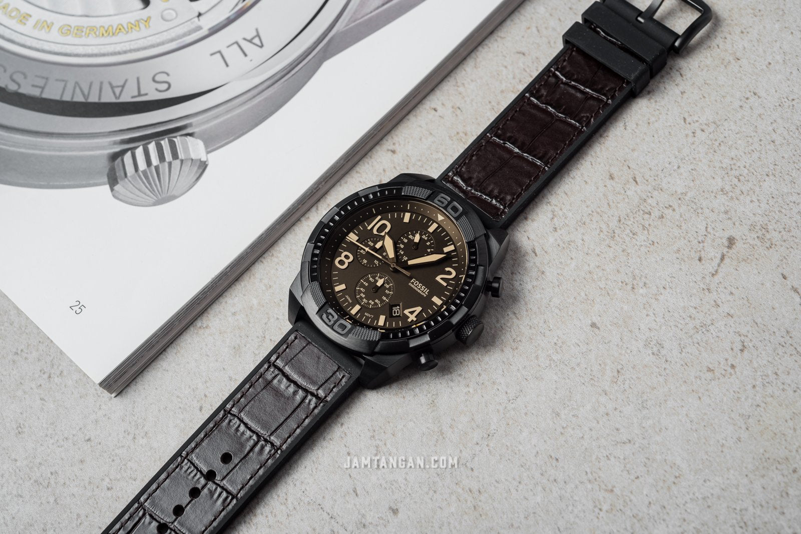 Fossil Bronson Chronograph Brown Dial Brown Leather Strap Watch for Men - FS5713