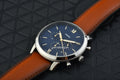 Fossil Neutra Chronograph Blue Dial Brown Leather Strap Watch for Men - FS5453