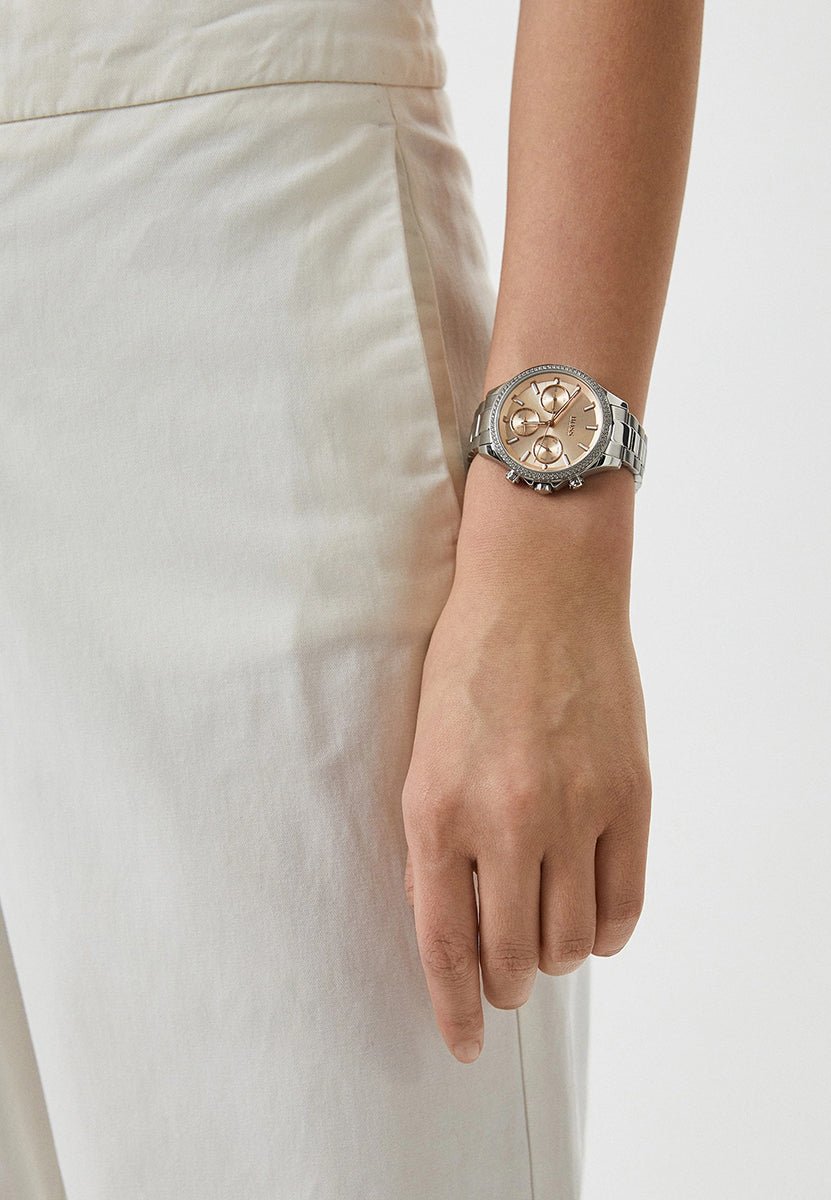 Hugo Boss Hera Rose Pink Dial Silver Steel Strap Watch for Women - 1502565