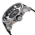 Diesel Mr Daddy Chronograph White Dial Black Leather Strap Watch For Men - DZ7125