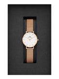Daniel Wellington Classic Petite White Dial Rose Gold Mesh Bracelet Watch For Women - DW00100219