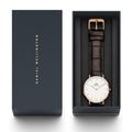 Daniel Wellington Classic York White Dial Brown Leather Strap Watch For Men - DW00100011