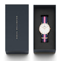 Daniel Wellington Classic Winchester White Dial Three Tone Nylon Strap Watch For Women - DW00100033