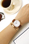 Daniel Wellington Classic St. Mawes White Dial Brown Leather Strap Watch for Men - DW00100035