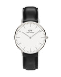 Daniel Wellington Classic Sheffield White Dial Black Leather Strap Watch For Women - DW00100053