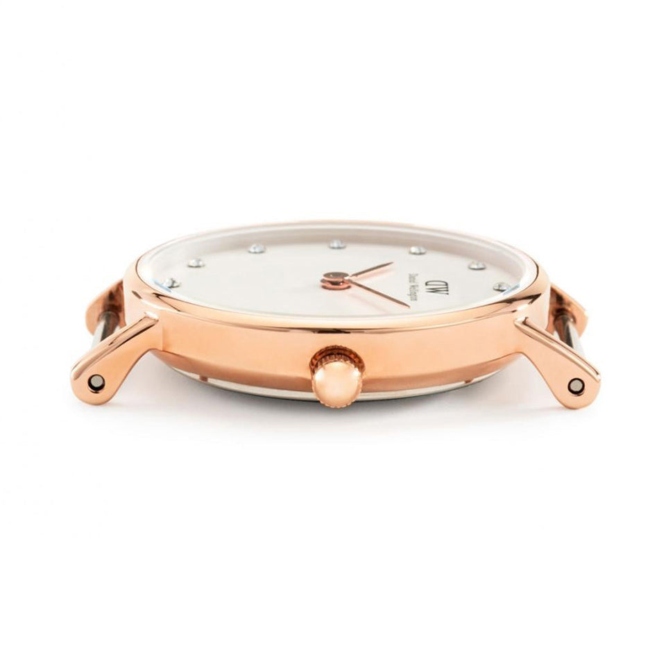 Daniel Wellington Classy St Mawes White Dial Brown Leather Strap Watch For Women - DW00100059