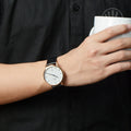 Daniel Wellington Classic Sheffield White Dial Black Leather Strap Watch For Men - DW00100084