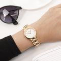Daniel Wellington Iconic Link White Dial Rose Gold Steel Strap Watch for Women - DW00100213