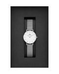 Daniel Wellington Petite Sterling White Dial Silver Mesh Bracelet Watch For Women - DW00100220