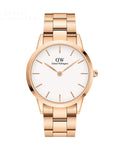 Daniel Wellington Iconic Link White Dial Gold Steel Strap Watch For Men - DW00100343