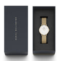 Daniel Wellington Classic Petite White Dial Gold Mesh Bracelet Watch For Women - DW00100348