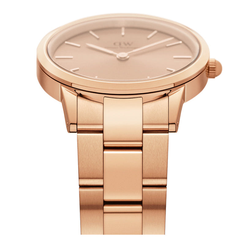 Daniel Wellington Iconic Link Unitone Rose Gold Dial Rose Gold Steel Strap Watch For Women - DW00100401