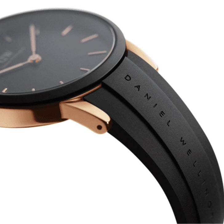 Daniel Wellington Iconic Motion Black Dial Rubber Strap Watch For Women - DW00100426