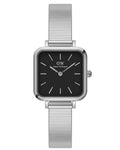Daniel Wellington Quadro Studio Black Dial Silver Mesh Strap Watch For Women - DW00100522