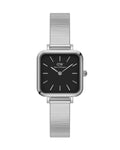 Daniel Wellington Quadro Studio Black Dial Silver Mesh Strap Watch For Women - DW00100522