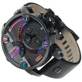 Diesel Badass Chronograph Anthracite Dial Black Leather Strap Watch For Men - DZ7270