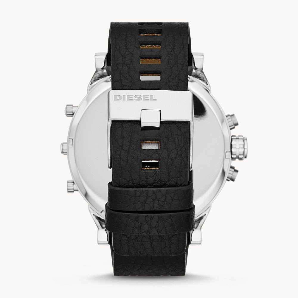 Diesel Mr Daddy Chronograph Black Dial Black Leather Strap Watch For Men - DZ7313