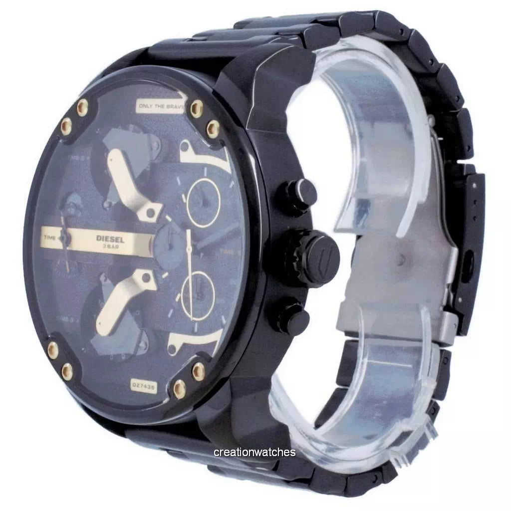 Diesel Mr. Daddy 2.0 Chronograph Black Dial Black Steel Strap Watch For Men - DZ7435