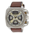 Diesel BAMF Chronograph Beige Dial Brown Leather Strap Watch For Men - DZ7343