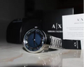 Armani Exchange Hampton Chronograph Blue Dial Silver Steel Strap Watch For Men - AX2178