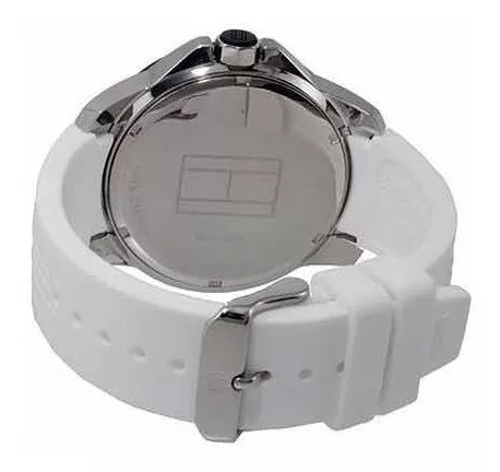Tommy Hilfiger Sport Black Dial White Rubber Strap Watch for Men - 1790986