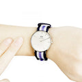 Daniel Wellington Classic Trinity White Dial Three Tone Nylon Strap Watch For Women - 0609DW