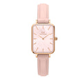Daniel Wellington Quadro Pressed Mother of Pearl Pink Dial Pink Leather Strap Watch For Women - DW00100508