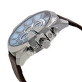 Diesel Mega Chief Chronograph Blue Dial Brown Leather Strap Watch For Men - DZ4281