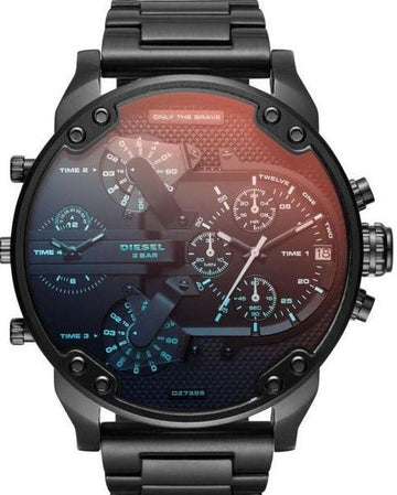 Diesel Mr Daddy 2.0 Chronograph Black Dial Black Steel Strap Watch For Men - DZ7395