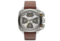 Diesel BAMF Chronograph Beige Dial Brown Leather Strap Watch For Men - DZ7343