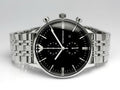 Emporio Armani Gianni Chronograph Black Dial Silver Steel Strap Watch For Men - AR80009
